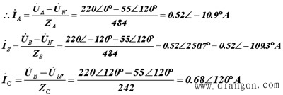 星形连接负载的电路分析