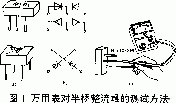 用万用表对半桥整流堆的检测方法