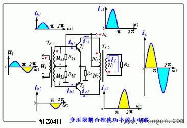 变压器耦合推挽功率放大电路