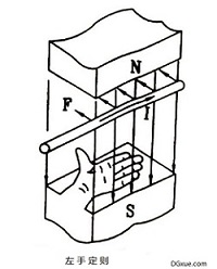 电磁力方向确定法：左手定则