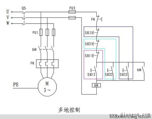 三菱PLC两地控制与多地控制PLC程序编程实例