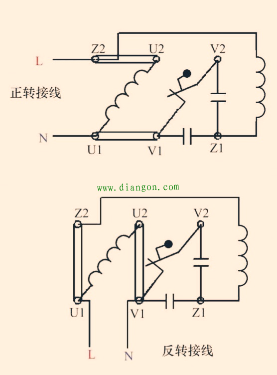 倒顺开关控制双电容单相电机正反转接线图_单相双电容电动机接线详解 倒顺开关控制双电容单相电机正反转接线图_单相双电容电动机接线详解
