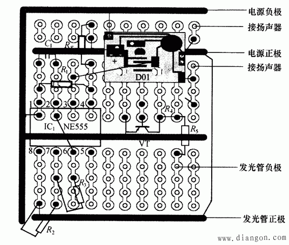 光控金鸡报晓电路图和光控金鸡报晓制作步骤