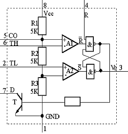555型集成定时器的组成及工作原理