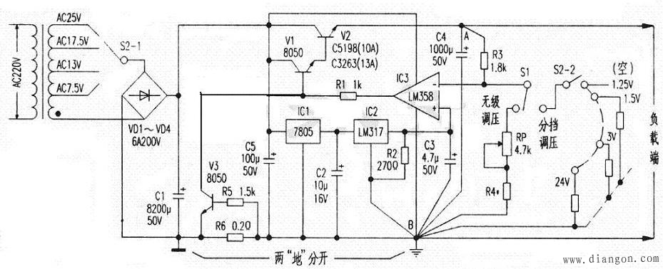 DIY可调稳压电源电路图解 DIY可调稳压电源电路图解