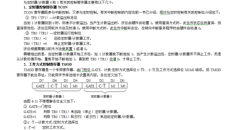 单片机定时计数器的控制寄存器