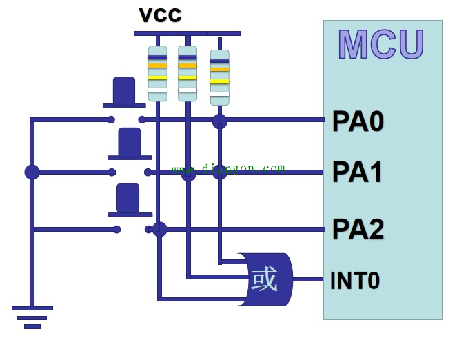 一个按键触发的单片机设计原理图 一个按键触发的单片机设计原理图