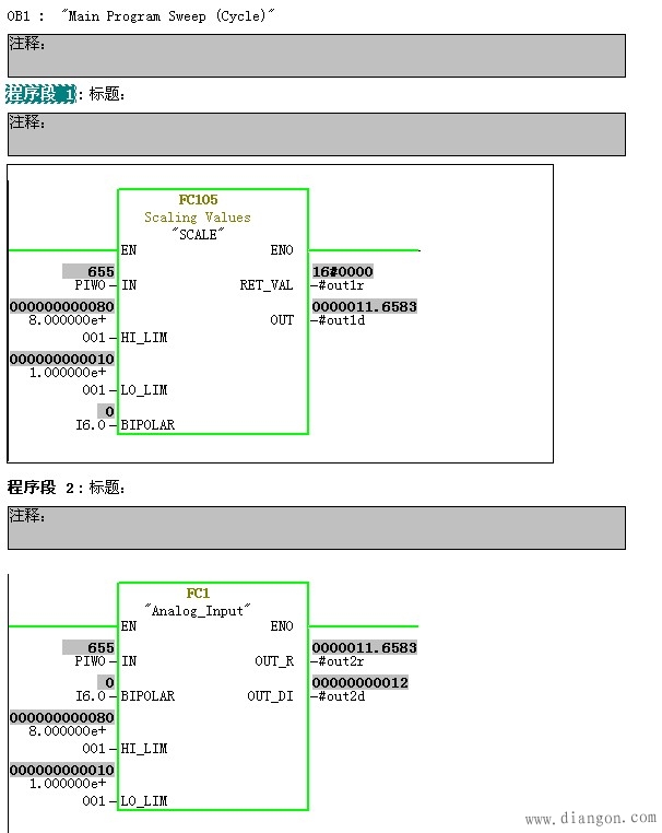 STEP7模拟量与工程量转换程序