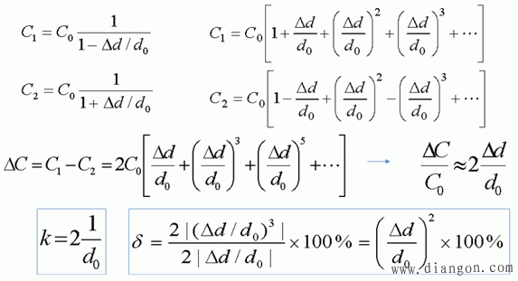 电容式传感器的灵敏度及非线性