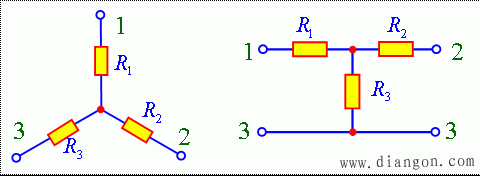 电阻的星形网络与三角形网络的等效变换