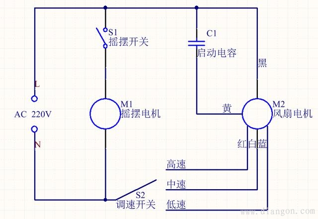 电风扇电路原理图解