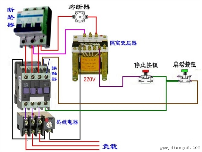 接触器实物接线图_380V220v交流接触器接线图_交流接触器接线图解