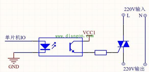 使用可控硅三极管MOS管的单片机控制220V交流电通断电路图解