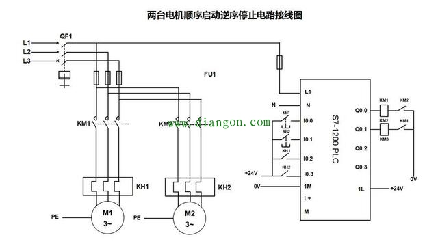 西门子S7-1200PLC控制两台电动机顺序启停逆序停止plc程序实例