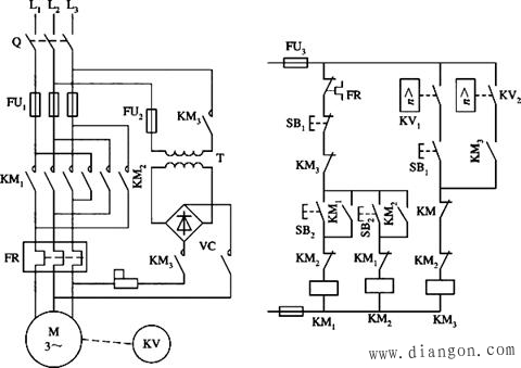 三相电动机制动控制线路 三相电动机制动控制线路