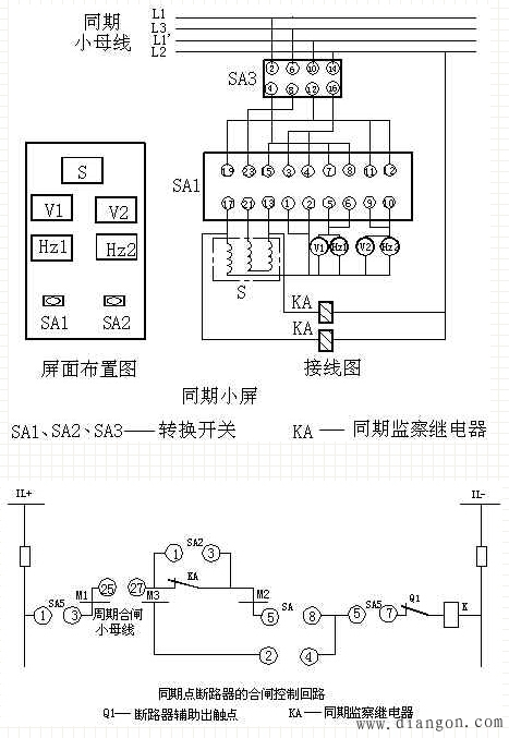 手动准同期的接线原理