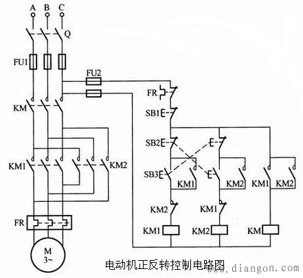 三个接触器互锁电动机正反转控制电路原理图解