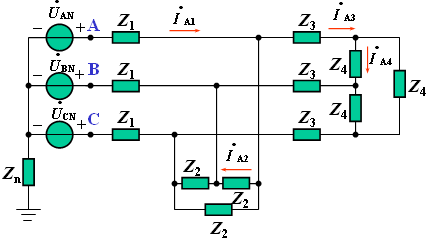 复杂的对称三相电路（多组对称三相电源或负载）
