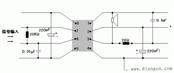 lm386制作的随身听、小功放电路_lm386的功放电路_LM386引脚图