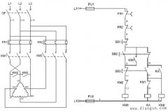 交流接触器控制的双速电动机电气原理图和接线图