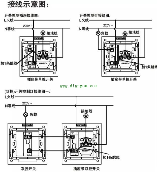 带开关的五孔插座应该怎么接线？带开关5孔插座接线图解