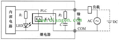 PLC继电器输出模块原理图解 PLC继电器输出模块原理图解