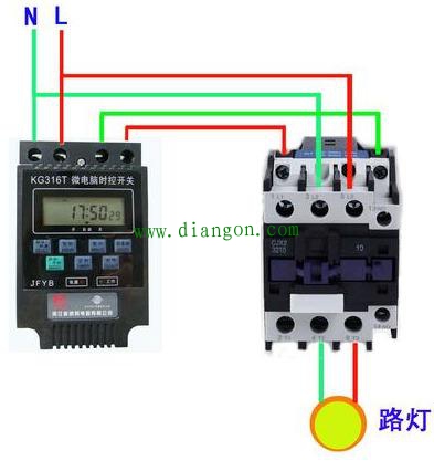 时控开关配合接触器使用的接线方法图解 时控开关配合接触器使用的接线方法图解