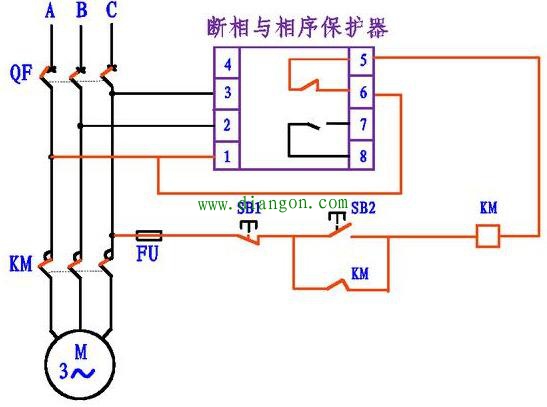 断相与相序保护继电器的接线方法图解 断相与相序保护继电器的接线方法图解