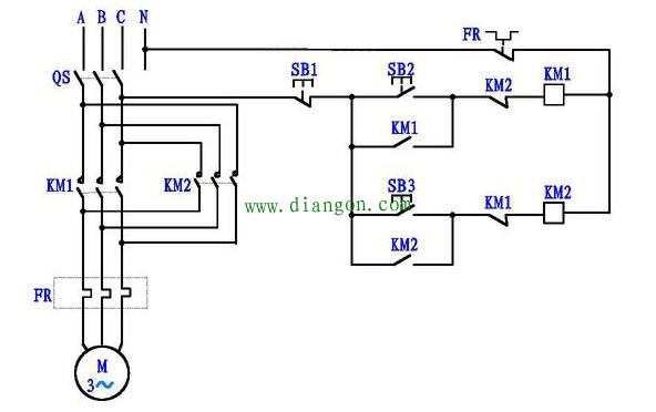 电机正反转控制电路图原理图解