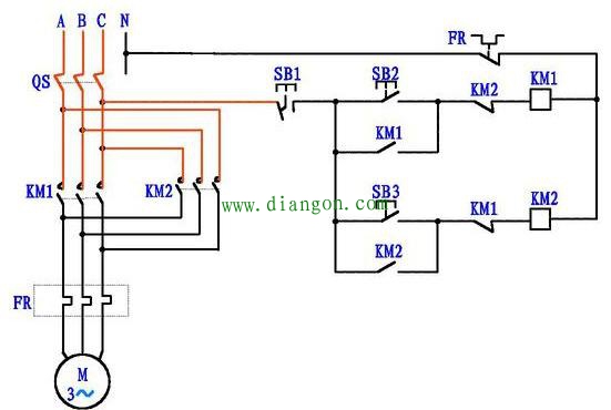 电机正反转控制电路图原理图解