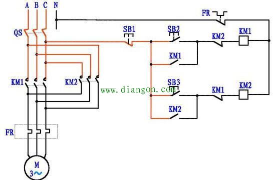 电机正反转控制电路图原理图解