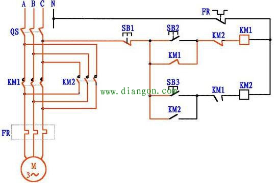 电机正反转控制电路图原理图解