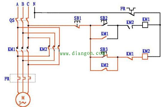 电机正反转控制电路图原理图解