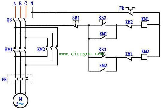 电机正反转控制电路图原理图解