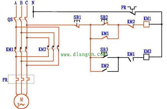 电机正反转控制电路图原理图解