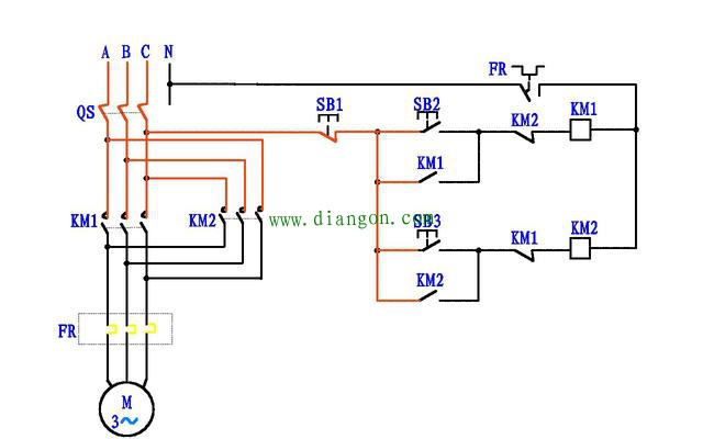 电机正反转控制电路图原理图解