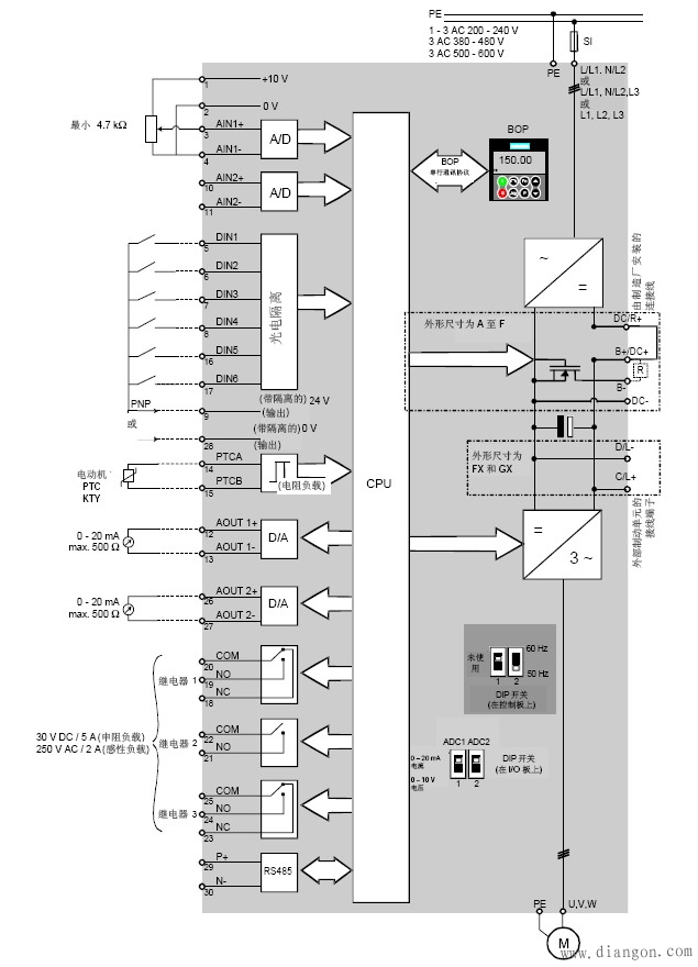 西门子变频器接线图