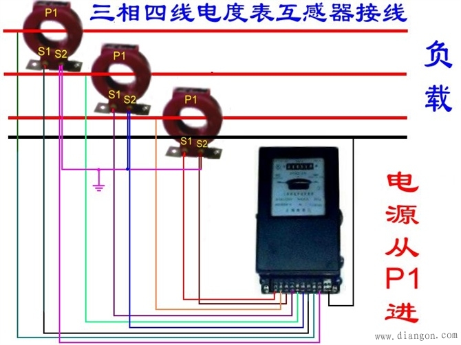 三线四线电度表互感器接线方法