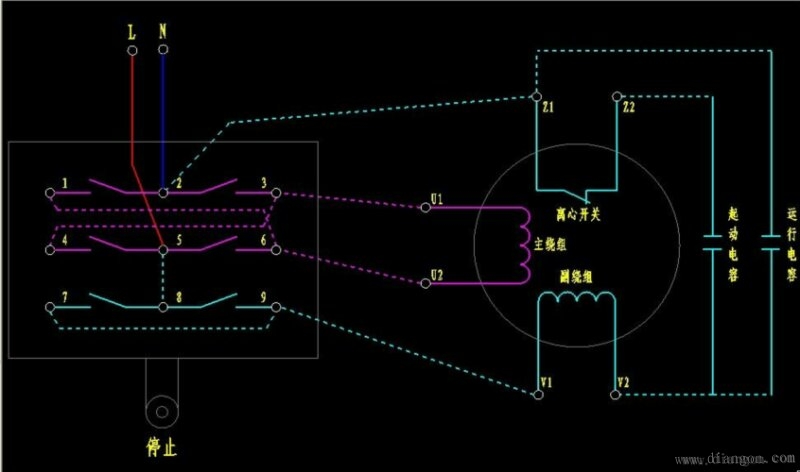 单相电机接线_ 单相电机正反转接线图_单相电机电容接线图_单相电机倒顺开关接线图