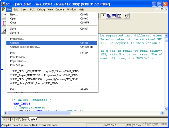 西门子S7-300 PLC通过MD720-3发送短消息 西门子S7-300 PLC通过MD720-3发送短消息