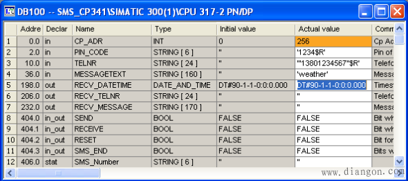 西门子S7-300 PLC通过MD720-3发送短消息 西门子S7-300 PLC通过MD720-3发送短消息