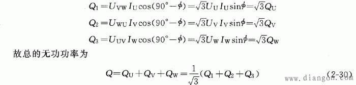 三相有功功率和无功功率的测量接线图和相量图 三相有功功率和无功功率的测量接线图和相量图