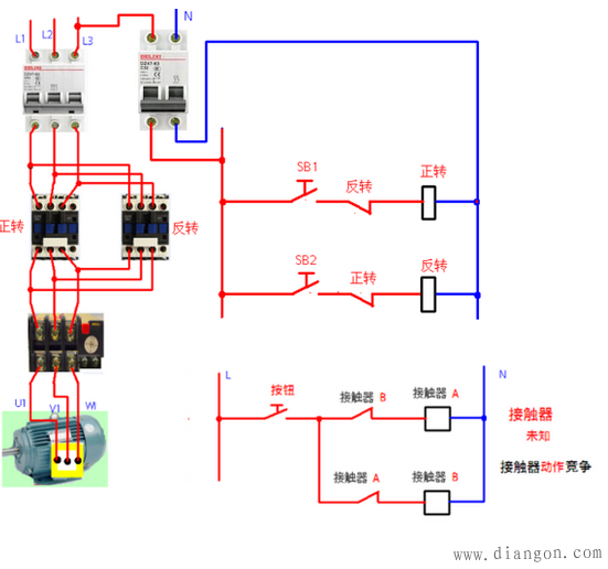 电动机正反转控制电路_三相电机正反转电路图_正反转接线图正反转电路图及原理 电动机正反转控制电路_三相电机正反转电路图_正反转接线图正反转电路图及原理