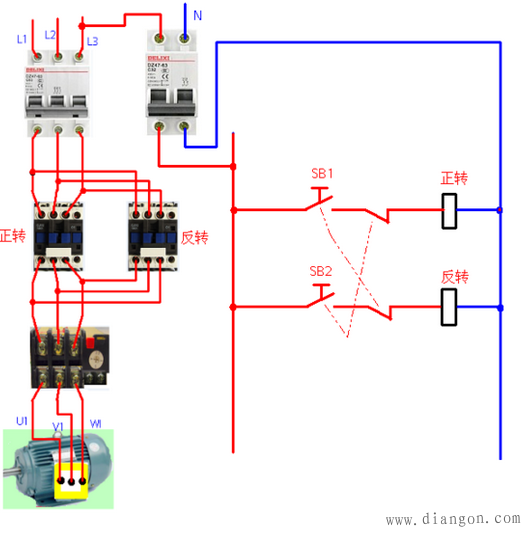 电动机正反转控制电路_三相电机正反转电路图_正反转接线图正反转电路图及原理 电动机正反转控制电路_三相电机正反转电路图_正反转接线图正反转电路图及原理