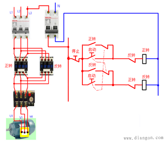 电动机正反转控制电路_三相电机正反转电路图_正反转接线图正反转电路图及原理 电动机正反转控制电路_三相电机正反转电路图_正反转接线图正反转电路图及原理