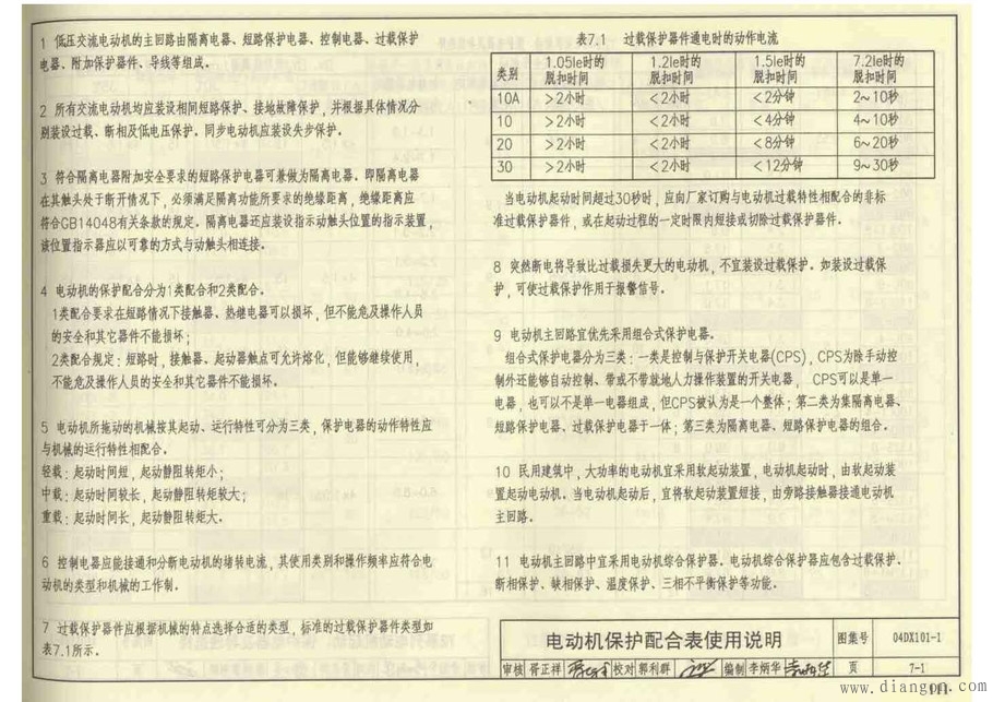 电动机起动保护电器及导线选择配合表