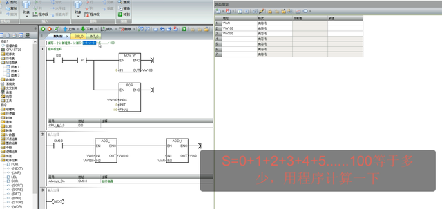 plc指令：S=0 1 2 3…… 100等于多少用程序计算一下