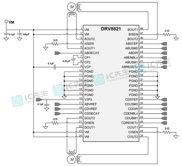 DRV8821DCAR电机驱动器设备应用参数引脚信息