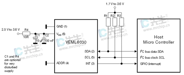 VEML6030环境光传感器电路图功能应用领域介绍