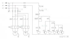 电工电路解析，如何实现双电机的顺序启动，自动逆序停止